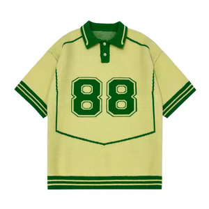 Maillot de football personnalisé OEM pour homme, à rayures, manches courtes, en maille tricotée, avec impression de lettres, en coton, vêtements de sport, numéro personnalisé - Product Image 3