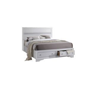 Traditional Style Full Size Wood <b>Bed</b> in <b>White</b> with <b>Storage</b> Features - Product Image 2