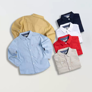Chemise à manches longues pour enfants personnalisée, 100% coton <span class=keywords><strong>blanc</strong></span>, 2-8 ans, garçons, chemises Oxford décontractées à boutons, OEM ODM en gros - Product Image 3