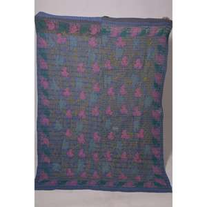 Kantha Suzani <b>Quilt</b> Handmade Vintage Cotton Floral Embroidered Eco-Friendly Washable Bedspread Boho Indian <b>Throw</b> Blanket - Product Image 4