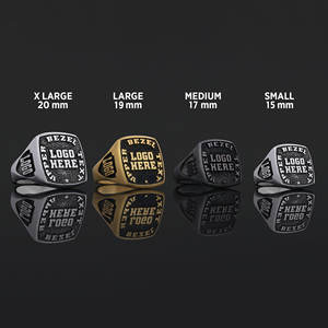 Anillo Escolar BOJ 006, Anillo de Graduación Universitario Personalizado de Plata con Diamantes, Unisex, Anillo de Clase, Regalo para Fiestas y Eventos - Product Image 1