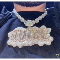 Collier Hip Hop personnalisé avec pendentif « Juice » en Moissanite et Diamant, Chaîne Bling Iced Out, Bijoux de Luxe pour Rappeur
