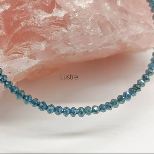 ลูกปัดเพชรธรรมชาติสีน้ำเงินทรงเหลี่ยมแบบรอนเดลล์ AAA+ ขนาด 15 นิ้ว ลูกปัดเพชรแท้สำหรับทำเครื่องประดับ ขายส่ง - Product Image 1