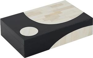High Quality Striped MDF/Resin American Style Eco-Friendly <b>Double</b> Tier Jewelry Box Gold Knob Rectangular Storage Box Decorative - Product Image 2