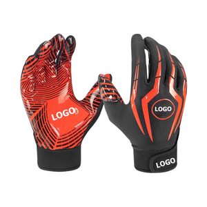 Gants de football américain pour hommes en cuir respirant, personnalisables, avec grip ultra-adhérent, sangle de poignet réglable, compatibles écran tactile - Product Image 3