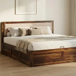 Diseño de dormitorio de hotel, cama de madera de teca tamaño king, sostenible, clásica, juego de tablones de madera maciza, moderna, de la mejor calidad, cómoda - Product Image 1