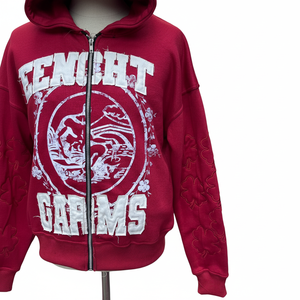 Hoodie à fermeture éclair personnalisé, coupe parfaite, très demandé, imprimé numériquement et logo brodé pour hommes - Product Image 5