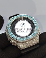 Luxuriöse Vollständig mit Diamanten Besetzte Uhr Micro Pave Moissanit-Lünette Edelstahl Herren Hip-Hop-Uhr