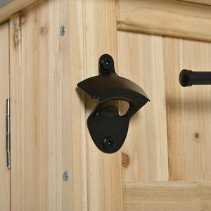 Isla de Cocina de Madera de Abeto para Exteriores con Encimera de Acero Inoxidable, Amplio Espacio de Almacenamiento, Toallero y Estantes para Especias y Botellas - Product Image 1