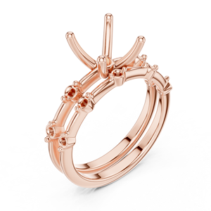 แหวนหมั้นเพชรทรง Asscher และทรงกลมเจียระไนแบบ Prong Setting คุณภาพเยี่ยม ผลิตจากเพชรที่เพาะเลี้ยงในห้องปฏิบัติการ มีจำหน่ายในทองคำโรสโกลด์ 14K ในราคาขายส่ง - Product Image 5