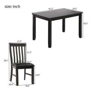 Modern Luxury Solid Wood Dining Table Set Square Compact Table with Slat Back Cushioned <b>Chairs</b> <b>Small</b> Space Contemporary Design - Product Image 6