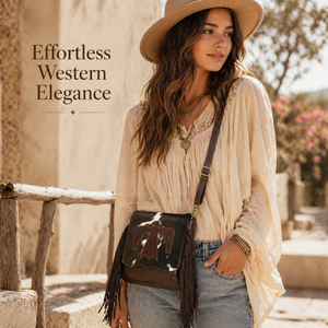 Sac bandoulière en cuir de vachette western avec franges pour femme |   Sac à bandoulière Thunderbird en cuir de vachette, style cowgirl, mode rustique - Product Image 5
