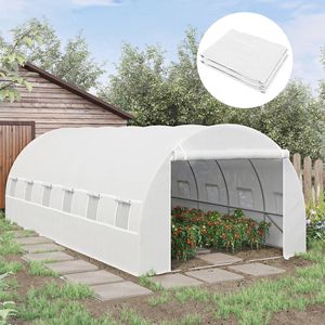 Copertura di Ricambio Bianca per Serra Prefabbricata in PE da 20FT X 10FT X 7FT con 12 Finestre e Porta con Cerniera - Product Image 2