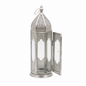 Lanterne porte-bougie décorative en métal et verre, écologique et faite à la main |   Décoration de Noël suspendue de style marocain pour la maison, bougie - Product Image 4