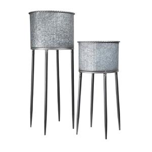 Jardinières galvanisées très vendues pour la maison, l'hôtel, le bureau, le jardin - Ensemble de 2 jardinières galvanisées pour la décoration de sol et l'utilisation en jardin. - Product Image 3