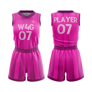 Personalized Basketball Uniform Set for Girls Sleeveless V Neck Pattern Custom Printed Breathable Moisture Wicking Uniforms - Product Image 1
