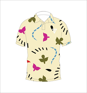 เสื้อโปโลผู้ชายสีเบจพิมพ์ลายผีเสื้อแขนสั้นลำลองแฟชั่นฤดูร้อนเสื้อยืดกอล์ฟ - Product Image 1