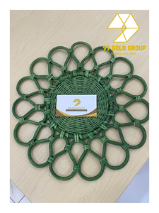 Sous-plat en rotin vert vintage fait main, durable, non toxique, écologique, motif floral, pour décoration de table de mariage et de dîner - Product Image 6