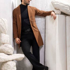 Manteau long en laine pour homme avec logo personnalisé, respirant, décontracté pour l'hiver, en vente en ligne - Product Image 4