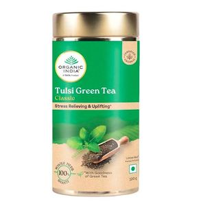 Organic India Tulsi Green Tea Classic Loose Leaves 100g Stress Relieving Uplifts Mood Rich in Antioxidants <b>Blend</b> of Rama - Product Image 2