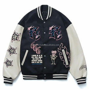 แจ็กเก็ตทีมเบสบอลบอมเบอร์แจ็คเก็ตทีมตัวแทนทีมเบสบอลผ้าขนแกะสไตล์เท่สำหรับผู้ชาย - Product Image 3