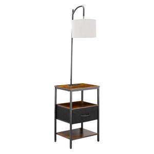 Mesa Auxiliar Moderna de 3 Niveles con Cajón, Iluminación de 3 Temperaturas de Color, Lámpara de Noche Contemporánea para Mesa de Noche/Escritorio - Product Image 1