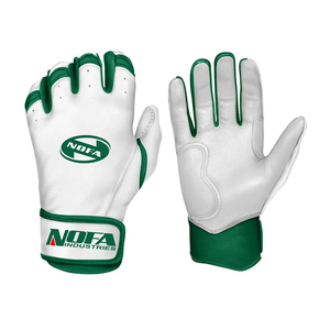 Custom Brand Black/White Leather Batting Gloves <b>Padded</b> Ambidextrous Buckle Closure Knit Fabric Adult Baseball Training - Product Image 1