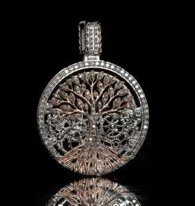 Pendentif Hiphop Arbre de Vie Moissanite Iced Out en Argent 925 Plaqué Rhodium, Breloque Ronde pour Cadeau et Fête - Product Image 2