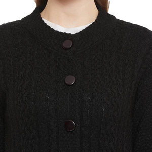 Manteau en tricot noir de haute qualité pour femme, chaud, à manches longues, décontracté, avec boutons, vêtement d'extérieur tendance, OEM - Product Image 5
