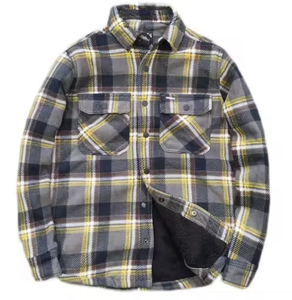 Veste chemise streetwear vintage unisexe en toile de haute qualité, doublée en sherpa et flanelle, à capuche, grande taille, patchwork à carreaux, très doublée - Product Image 1