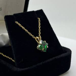 Collar de Esmeralda Corte Princesa, Joyería de Moda, Regalo, Piedra de Nacimiento de Mayo, Plata de Ley 925, Chapado en Oro de 14K, Para Mujer - Product Image 2