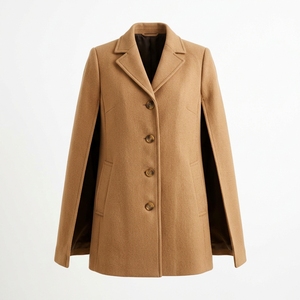Manteau cape structuré en laine pour femme, avec fentes spectaculaires aux bras, vêtement d'extérieur épais et long, vente en gros ODM, marque privée - Product Image 1