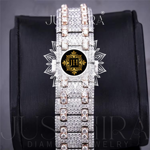 Luxe Diamond Octagon Quartz Watch 45mm Analog <b>Chronograph</b> Deployment Clasp Men Stainless Steel Band - Product Image 3
