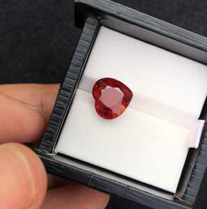 Pierre précieuse naturelle en forme de cœur, grenat spessartite orange, facettée, pour bague ou pendentif - Product Image 5