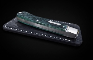 Couteau pliant à lame droite en acier Damas fait main avec manche en bois et étui en cuir, outil de survie pour le camping, vente en gros - Product Image 4