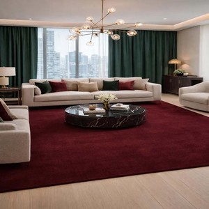 Contemporary Burgundy Wool Area Rug Soft Plush Modern Hand Tufted Rug Luxury Carpet Living Room Bedroom Decorative <b>Floor</b> Rug - Product Image 5