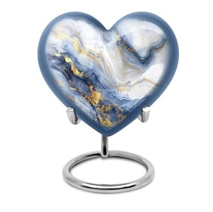 Urne funéraire en aluminium majestueuse en forme de cœur, porte-cendres commémoratif avec couvercle décoratif sécurisé, élégance - Product Image 1