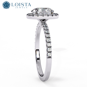 แหวนหมั้นเพชรแพลตตินั่ม LOISTA ทรงกลมเจียระไนแบบบริลเลียนท์ ประดับด้วยเพชรธรรมชาติ ได้รับการรับรองจาก GIA สไตล์คลาสสิกสำหรับผู้หญิง - Product Image 3