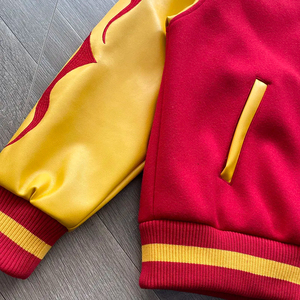 OEM Custom Logo Letterman Baseball Varsity Jackets Leather Sleeve Tiger Stitch Casual Street Wear Men Waterproof Windproof - Product Image 4