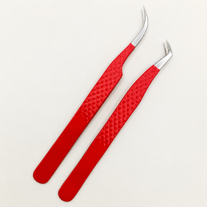Pince à épiler professionnelle moderne en acier inoxydable rouge de qualité supérieure pour extension de cils, à pointe inclinée, durable et écologique - Product Image 2