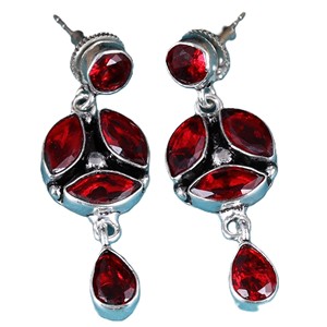 In Stock Oxidized <b>Silver</b> Multi Stone <b>Dangle</b> <b>Earrings</b> for Women Bulk Supplier | Handmade Fashion Jewelry Bulk Ready Stock - Product Image 1