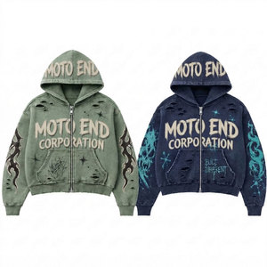Customized Design Embroidered Zipper Pullover Hoodie Digital Printed 100% Cotton Solid High Quality <b>Men's</b> Streetwear - Product Image 2
