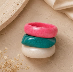 Brazalete de Resina Coourfull, Ancho y Grueso, Joyería de Moda en Rosa, Verde y Crema - Product Image 6