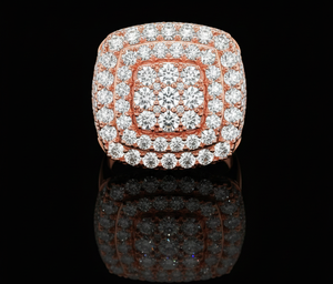<b>Mens</b> Square Rose Gold Iced Out <b>Ring</b> Hip Hop Diamond Style 925 <b>Silver</b> 10K 14K Gold Finish Streetwear Statement <b>Ring</b> - Product Image 4