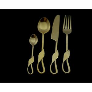 อเมริกันเคลือบทองสแตนเลส Flatware ชุดโบราณการออกแบบ End ของการจัดการชุดช้อนทองสำหรับร้านอาหาร - Product Image 1