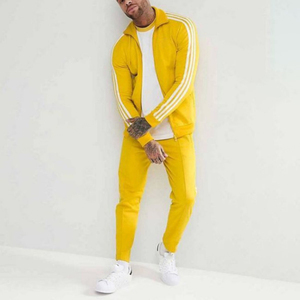 Manufacturer Wholesale Custom <b>Plain</b> Gym <b>Tracksuit</b> With Side Stripes 100% Cotton Mens Casual Light Green Sport Suit - Product Image 4