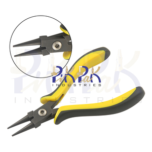 Nose Pliers 120mm Stainless Steel Smooth Jaws Spring Yellow Black Ergo Handles Lap Joint Jewelry Black Oxide Crimping Fishing - Product Image 1