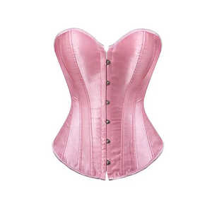 Women's Blue Satin Corset Shaper Firm <b>Control</b> <b>Tummy</b> <b>Control</b> Wear with Button Closure for Daily Use - Product Image 2