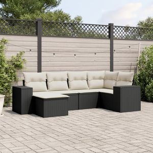 Ensemble de salon de jardin en rotin PE noir avec pieds réglables pour un confort extérieur - Product Image 1