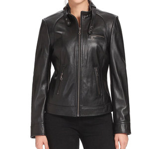 High Quality Women Genuine Leather Jacket Style Crop Biker Type Genuine Lambskin Leather Jacket For Women's - Product Image 5